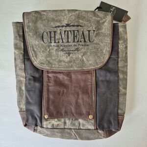 Myra Bag Large Canvas Leather Distressed Upcycled Chateau Backpack S-1004